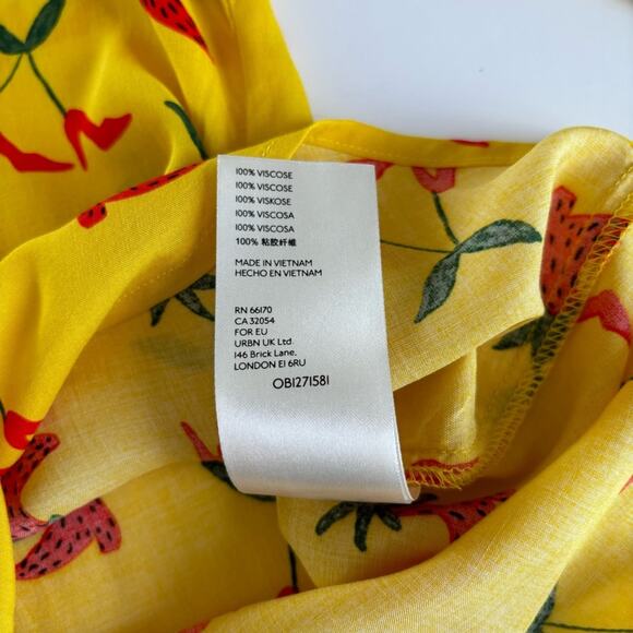 Anthropologie Kendra Dandy Yellow Dreamer Button Down Tie Waist Blouse Size 4 - Picture 6 of 9